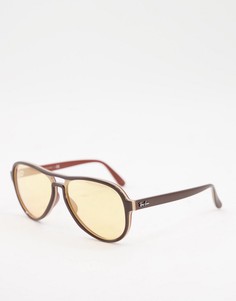 Коричневые солнцезащитные очки-авиаторы унисекс в стиле 70-х Ray-Ban 0RB4355-Черный цвет