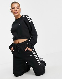 Черные джоггеры в стиле oversized с тремя полосками adidas Training-Черный цвет