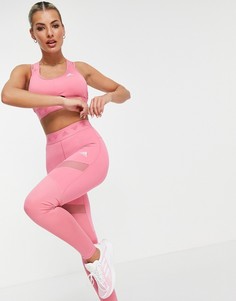 Розовые леггинсы с фирменным логотипом на поясе adidas Training-Розовый цвет