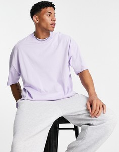 Сиреневая oversized-футболка очень свободного кроя с высоким воротом Topman-Фиолетовый цвет