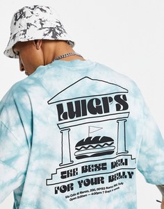 Синяя oversized-футболка с эффектом тай-дай и принтом на спине ASOS DESIGN-Голубой