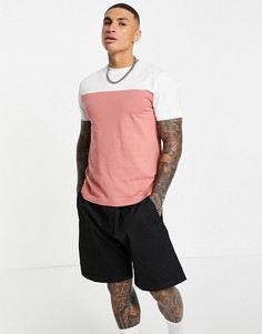 Футболка в стиле колор-блок молочного и красного цветов ASOS DESIGN-Разноцветный