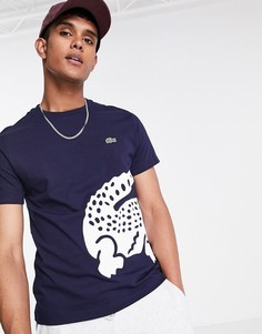 Футболка с крупным крокодилом Lacoste-Темно-синий