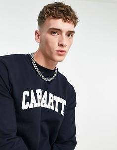 Темно-синий свитшот с белым принтом в университетском стиле Carhartt WIP