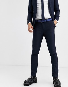 Темно-синие зауженные брюки Topman-Голубой