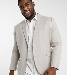 Однобортный приталенный пиджак светло-бежевого цвета Topman Big & Tall-Neutral