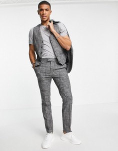 Серый приталенный жилет в клетку Topman