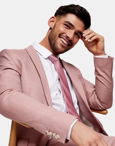 Розовый супероблегающий однобортный пиджак Topman-Розовый цвет