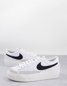 Черно-белые низкие кроссовки на платформе Nike Blazer-Белый