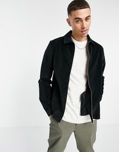 Черная вельветовая рубашка навыпуск River Island-Черный цвет
