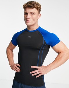 Обтягивающая спортивная футболка с контрастными рукавами реглан ASOS 4505-Черный цвет
