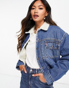 Светло-синяя джинсовая куртка с отделкой из искусственного меха Levis New Heritage-Голубой Levis®