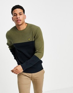 Трикотажный джемпер в стиле колор блок Lyle & Scott-Темно-синий