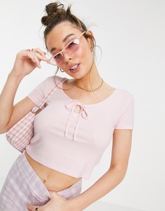 Укороченная футболка с завязкой Brave Soul Marcela-Розовый цвет