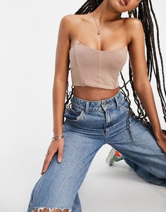 Бежевый укороченный топ-корсет ASOS DESIGN-Светло-бежевый цвет