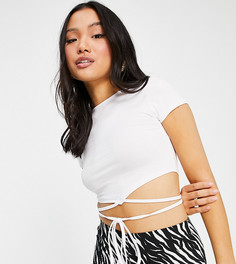 Белая футболка с короткими рукавами и несколькими завязками ASOS DESIGN Petite-Белый