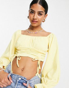 Желтый топ с открытыми плечами от комплекта ASOS DESIGN