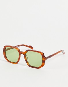 Женские солнцезащитные очки в квадратной черепаховой оправе с матовым эффектом и с зелеными линзами Spitfire Cut Twenty Nine-Коричневый цвет