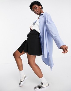 Удлиненная рубашка в полоску голубого и розового цветов Topshop-Голубой