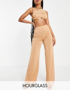 Элегантные широкие брюки золотистого цвета (от комплекта) ASOS DESIGN Hourglass-Золотистый