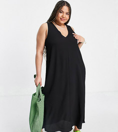 Черное платье макси с глубоким вырезом ASOS DESIGN Curve-Черный цвет