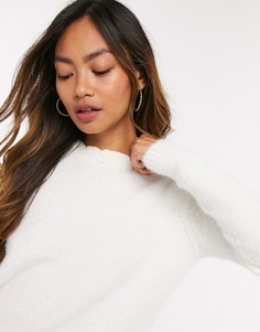 Белый джемпер из смесовых переработанных материалов с отделкой на воротнике Vila