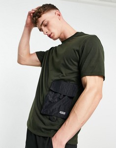 Спортивная футболка с карманом в утилитарном стиле ASOS 4505 Easy Fit-Серый