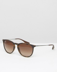 Круглые солнцезащитные очки в черепаховой оправе Ray-Ban Erika RB4171 865/13-Коричневый