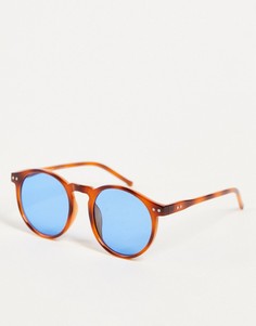 Солнцезащитные очки унисекс в круглой оправе рыжего цвета с черепаховым дизайном AJ Morgan Pause-Оранжевый цвет