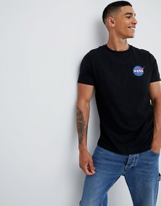 Футболка с принтом на груди ASOS Nasa-Черный