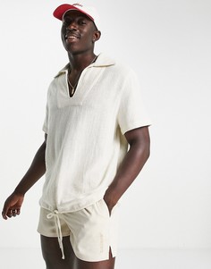 Фактурная рубашка без застежки с отложным воротником и принтом ASOS DESIGN-Белый