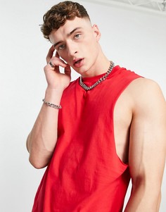 Oversized-майка красного цвета ASOS DESIGN-Красный