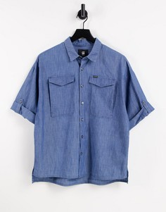Синяя джинсовая рубашка на пуговицах G-Star Joosa-Голубой