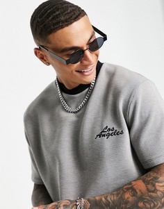 Свободная футболка в клетку с вышивкой "Los Angeles" на груди ASOS DESIGN-Разноцветный