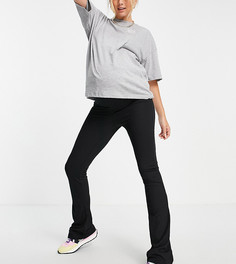 Черные зауженные брюки клеш в рубчик Topshop Maternity-Черный цвет