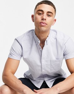 Голубая приталенная оксфордская рубашка ASOS DESIGN-Голубой