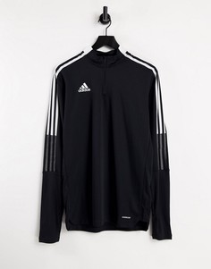 Черный лонгслив с короткой молнией adidas Football Tiro 21-Черный цвет