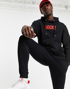 Худи черного цвета с вышивкой "Rocky" Topman-Черный цвет