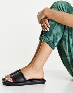 Черные кожаные мюли-сандалии с уплотненным ремешком Topshop Piza-Черный цвет