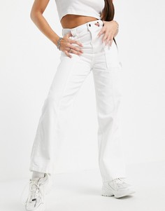 Белые брюки с декоративными швами Topshop-Белый