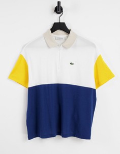 Розовая футболка-поло в стиле колор блок Lacoste-Multi