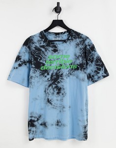 Oversized-футболка с принтом тай-дай черного и голубого цветов Jack & Jones Originals-Multi