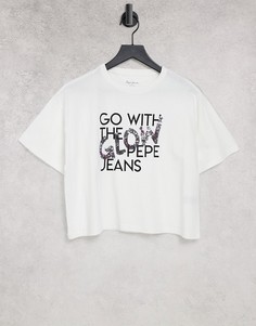 Белая футболка с графическим логотипом Pepe Jeans Adina-Белый