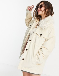 Кремовая куртка с меховым воротником Pepe Jeans Katy Cord-Белый