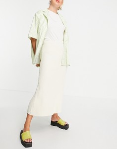 Вязаная юбка миди кремового цвета из материала с добавлением органического хлопка Weekday Brynn-Светло-бежевый