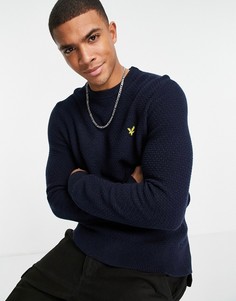 Темно-синий вязаный джемпер с узором «корзинка» Lyle & Scott