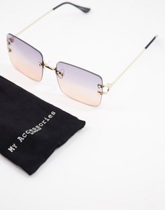 Квадратные солнечные очки без оправы с двухцветными линзами My Accessories London-Multi