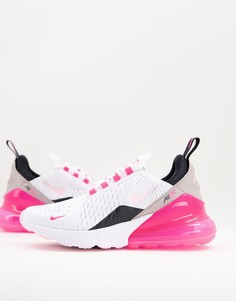 Кроссовки белого, черного и розового цветов Nike Air Max 270-Розовый цвет