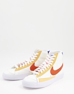 Кроссовки кремового цвета и цветов заката Nike Blazer Mid 77-Белый