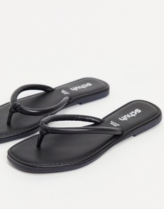 Черные кожаные шлепанцы с квадратным носком Schuh Tassy-Черный цвет